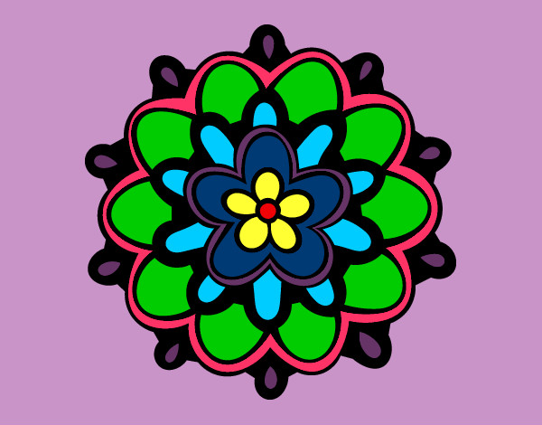 Dibujo Mándala con una flor pintado por Vicpec