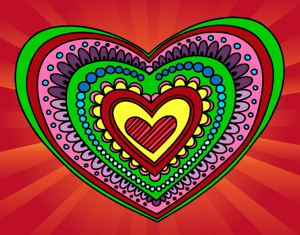 Dibujo Mandala corazón pintado por lizu