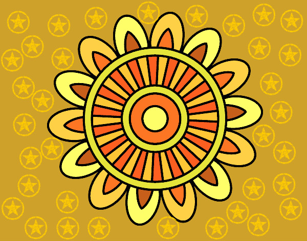 Dibujo Mandala solar pintado por lizu