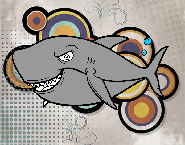 Dibujo Tiburón dentudo pintado por Santi18