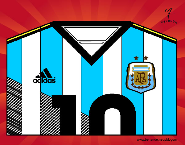 Dibujo Camiseta del mundial de fútbol 2014 de Argentina pintado por rayoMcquen