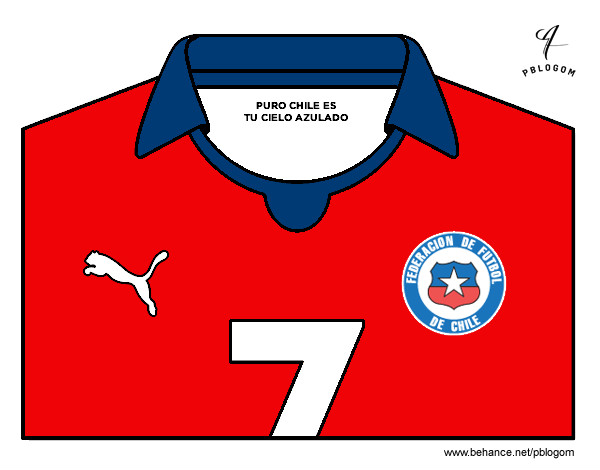 Dibujo Camiseta del mundial de fútbol 2014 de Chile pintado por vannidad
