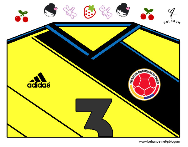 Dibujo Camiseta del mundial de fútbol 2014 de Colombia pintado por MARIA022