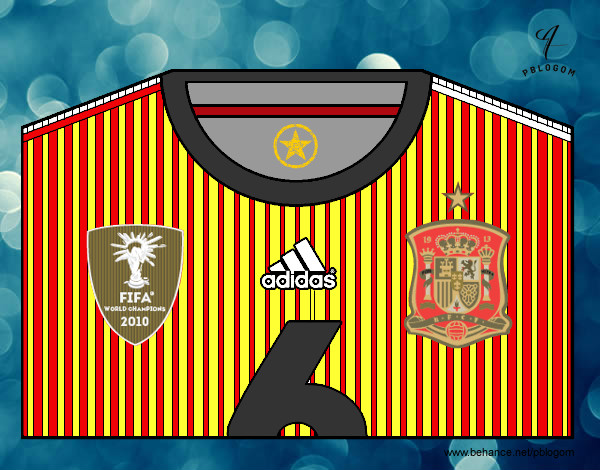 Dibujo Camiseta del mundial de fútbol 2014 de España pintado por azmanuel