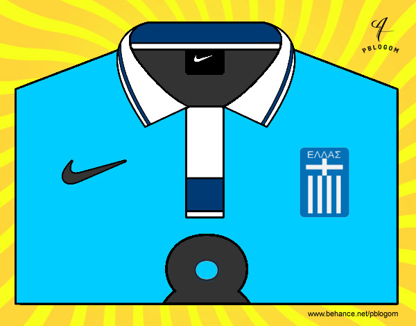 Dibujo Camiseta del mundial de fútbol 2014 de Grecia pintado por azmanuel