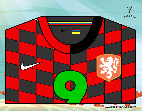 Dibujo Camiseta del mundial de fútbol 2014 de Holanda pintado por azmanuel