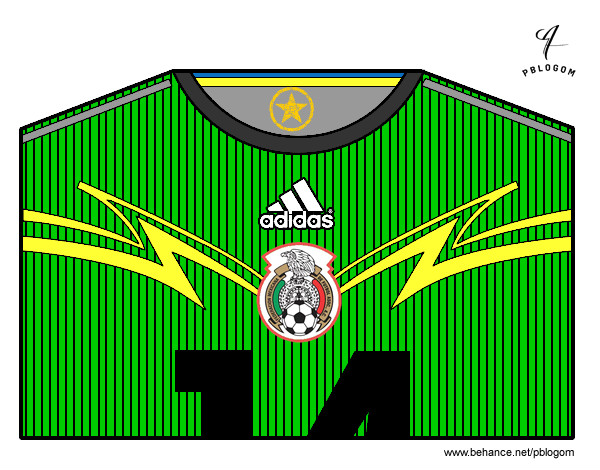 Dibujo Camiseta del mundial de fútbol 2014 de México pintado por azmanuel