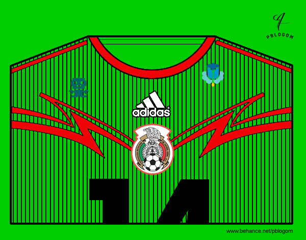 Dibujo Camiseta del mundial de fútbol 2014 de México pintado por frazer