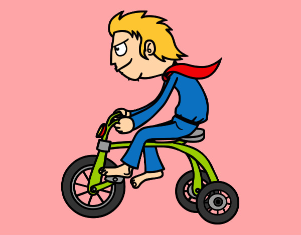 Dibujo Chico en triciclo pintado por velalu