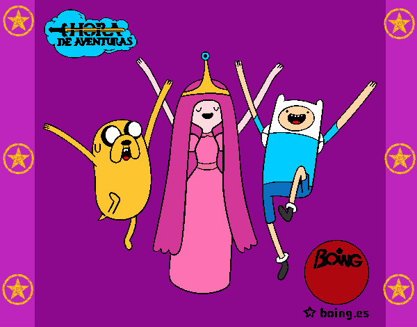 Dibujo Jake, Princesa Chicle y Finn pintado por lolk