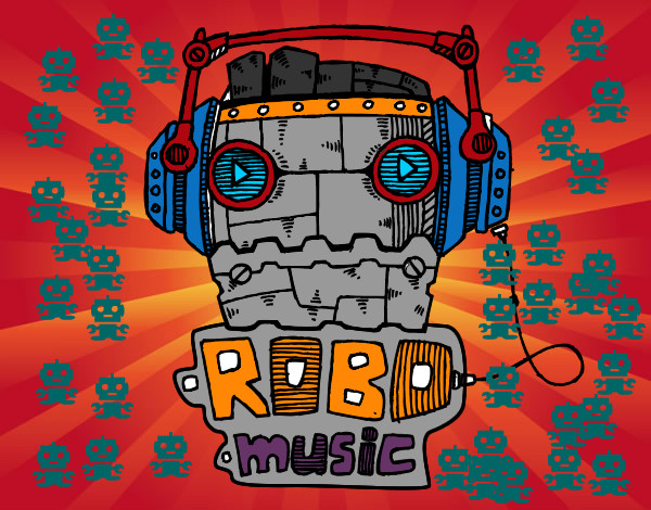 Dibujo Robot music pintado por jessieli