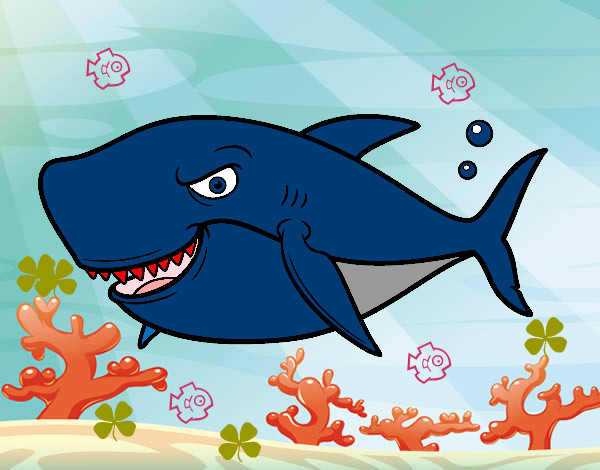 Dibujo Tiburón dentudo pintado por monno
