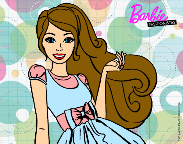Dibujo Barbie con su vestido con lazo pintado por Erika2003
