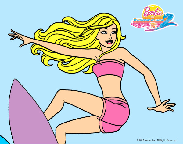Dibujo Barbie surfeando pintado por azba