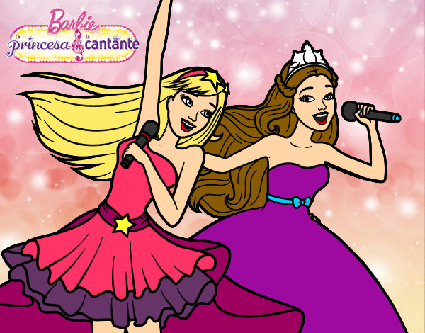 Dibujo Barbie y la princesa cantando pintado por Ana9124