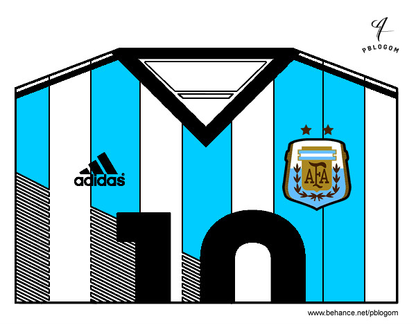 Dibujo Camiseta del mundial de fútbol 2014 de Argentina pintado por JULII2009