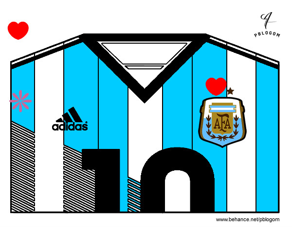 Dibujo Camiseta del mundial de fútbol 2014 de Argentina pintado por JULII2009