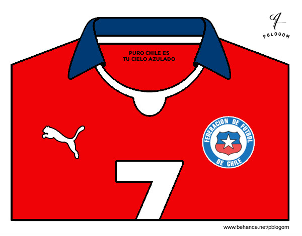 Dibujo Camiseta del mundial de fútbol 2014 de Chile pintado por dukula