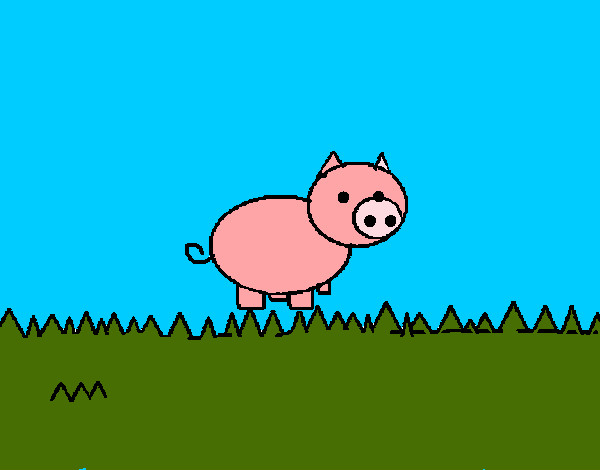 Dibujo Cerdo por el campo pintado por ario