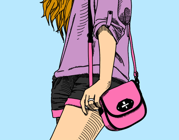 Dibujo Chica con bolso pintado por susacoli