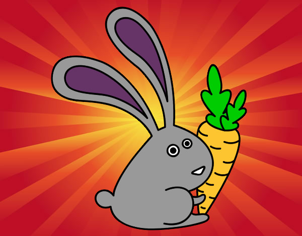 Dibujo Conejo con zanahoria pintado por JanJan