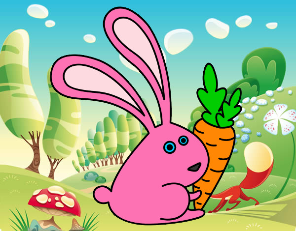 Dibujo Conejo con zanahoria pintado por veronaca