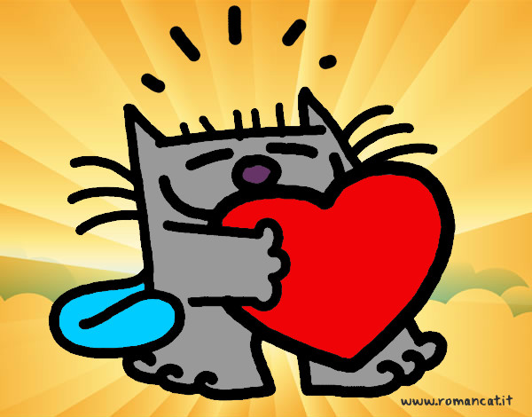 Dibujo El gato y el corazón pintado por JanJan