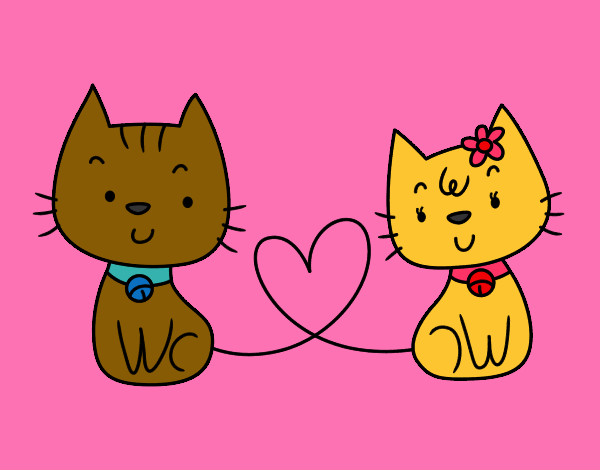 Dibujo Gatos enamorados pintado por susacoli