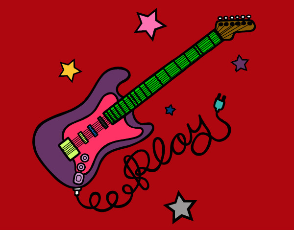 Dibujo Guitarra y estrellas pintado por Floridark