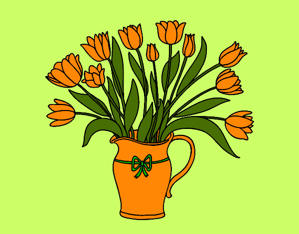 Jarrón de tulipanes