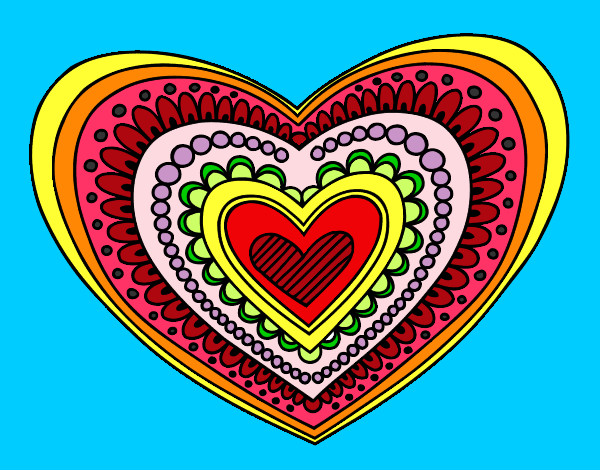Dibujo Mandala corazón pintado por clementina