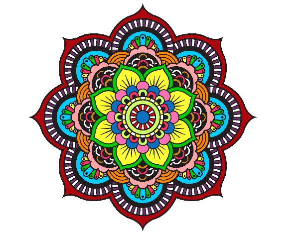 Dibujo Mandala flor oriental pintado por crispas