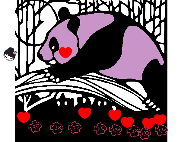Dibujo Oso panda comiendo pintado por JULII2009