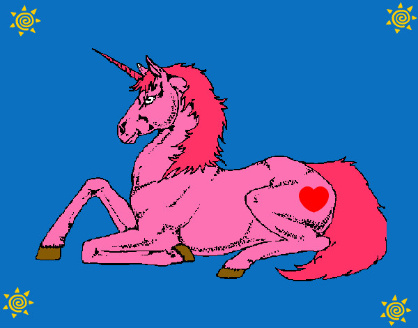 Dibujo Unicornio sentado pintado por abian10