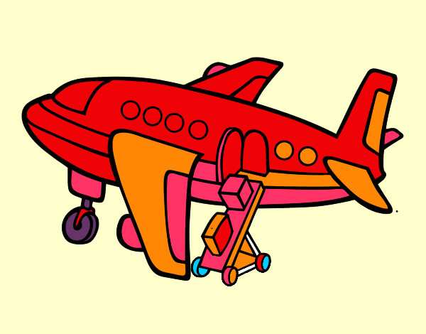 Dibujo Avión cargando equipaje pintado por ANITARIVAS