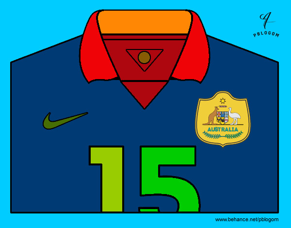 Dibujo Camiseta del mundial de fútbol 2014 de Australia pintado por juanromano
