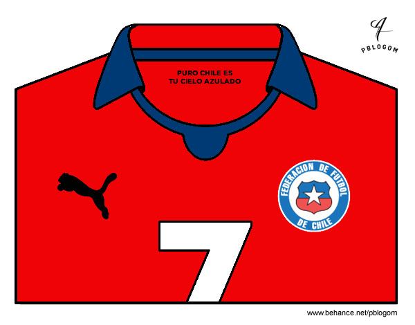 Dibujo Camiseta del mundial de fútbol 2014 de Chile pintado por goku1