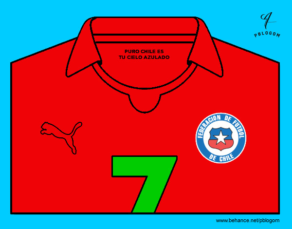 Dibujo Camiseta del mundial de fútbol 2014 de Chile pintado por juanromano