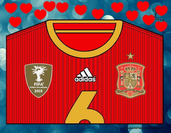 Dibujo Camiseta del mundial de fútbol 2014 de España pintado por carly2001