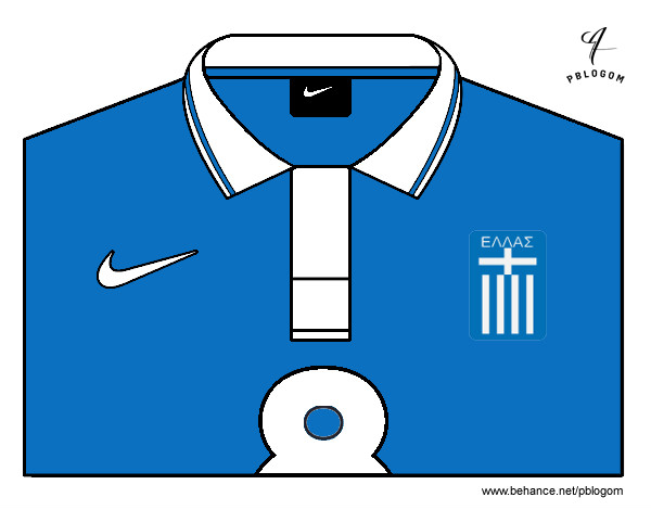 Dibujo Camiseta del mundial de fútbol 2014 de Grecia pintado por Juanca16