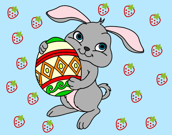 Dibujo Conejo con huevo de pascua pintado por Mirka0799