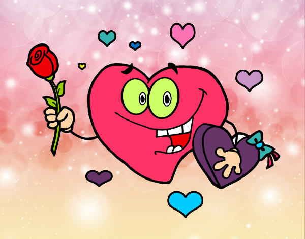 Dibujo Corazón con caja de bombones pintado por niyel