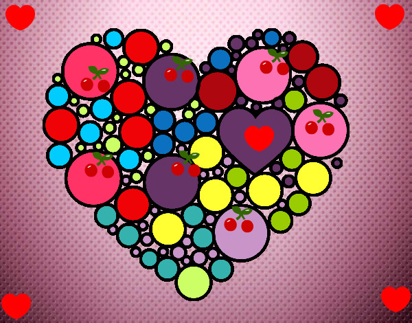 Dibujo Corazón de círculos pintado por niyel