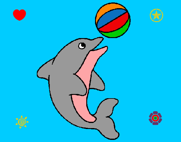 Dibujo Delfín jugando con una pelota pintado por TAKEN