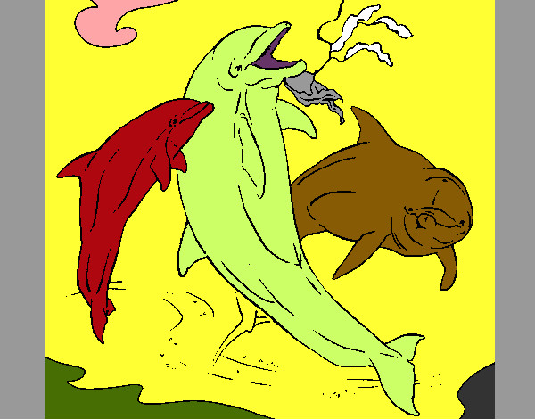 Dibujo Delfines jugando pintado por nico20