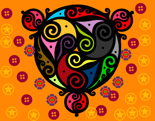 Dibujo Mandala con tres puntas pintado por alegra_XD