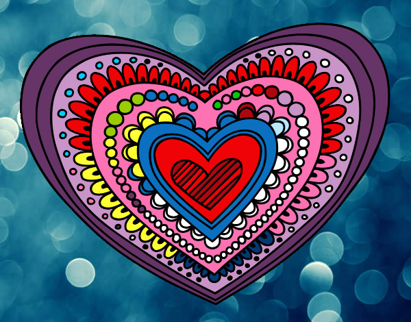 Dibujo Mandala corazón pintado por niyel