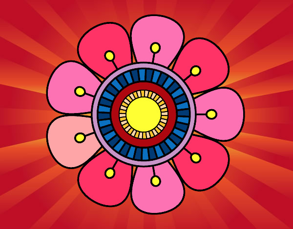 Dibujo Mandala en forma de flor pintado por natygm24