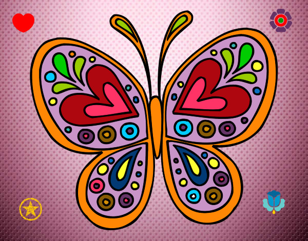 Dibujo Mandala mariposa pintado por TAKEN