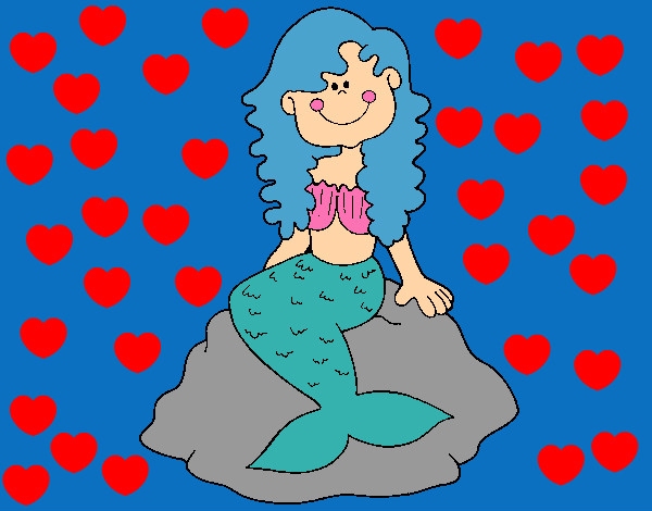 Dibujo Sirena sentada en una roca pintado por moniuns